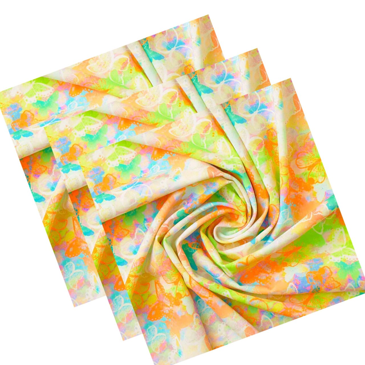 82% Nylon & 18% Spandex Neon Butterflies Printed Spandex Fabric 55/56” Width